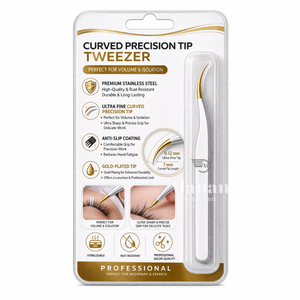 Pinzas de Precisión para Extensión de Pestañas con Punta Curva Dorada Premium, Agarre Fácil, Herramienta Profesional, OEM, Marca Privada, Suministro al por Mayor - Product Image 6