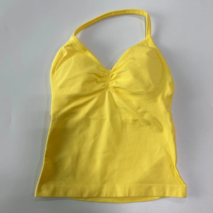 Top de tiras de palangre sin logotipo para mujer, camisetas sin mangas de Yoga sin costuras, sujetador incorporado, ropa de gimnasio sin espalda, camiseta sin mangas, Top de entrenamiento - Product Image 5