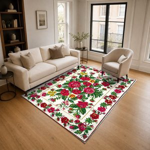 Tapis RUGS DEPOT LXDP-0419 en gros, terracotta doré, patchwork vintage, imprimé numériquement, lavable en machine, chenille, antidérapant - Product Image 2