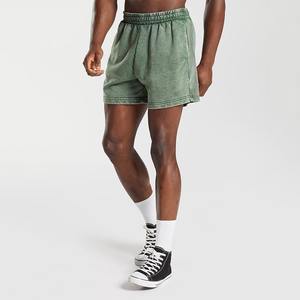 Pantalones cortos lavados personalizados Parche de rizo francés Bordado Transpirable 100% Algodón Streetwear Vintage Sun Faded Acid Wash Shorts para hombres - Product Image 1