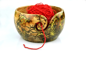 Bol en fil de bois résine et Lichtenberg bol à tricoter en bois de grande taille fait à la main bol en fil de chat lourd cadeau de Noël fonctionnel - Product Image 4