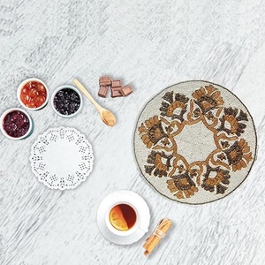 Handcrafted Round <b>Beaded</b> <b>Placemats</b> for Dining Table Wedding Christmas Decoration Family Gathering Parties - Product Image 2