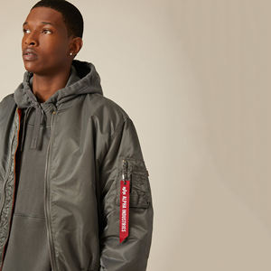 แจ็คเก็ตบอมเบอร์แคนวาสผู้ชาย, แห้งเร็วกันน้ำมีปกตั้งสไตล์สวมใส่แนวสตรีทสำหรับฤดูหนาวโลโก้ด้านหน้า - Product Image 2