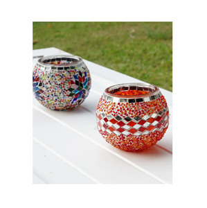 Bougeoir design coloré thème moderne multi-taille verre mosaïque photophore pour la décoration de la maison - Product Image 4