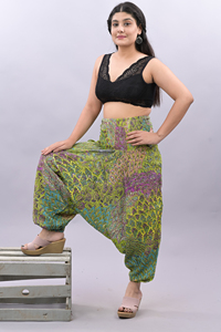 Factory Wholesale Women's Loose Casual Pants Cotton Breathable Thin Printed Pajamas Summer <b>Elastic</b> <b>Waist</b> Wide Leg <b>Trousers</b> - Product Image 2
