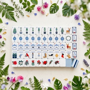 Tuiles <span class=keywords><strong>de</strong></span> Mahjong en Acrylique Bleu Clair, 160 Pièces, 5 Couches, Motif Élan et Casse-Noisette, Jeu <span class=keywords><strong>de</strong></span> Mahjong <span class=keywords><strong>de</strong></span> Luxe pour les Fêtes et Noë<span class=keywords><strong>l</strong></span>, Cadeau Design - Product Image 1