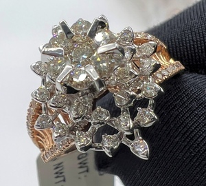 Bague de fiançailles élégante et luxueuse en or massif 14K et 18K avec diamant rond brillant naturel certifié par un tiers - Product Image 3