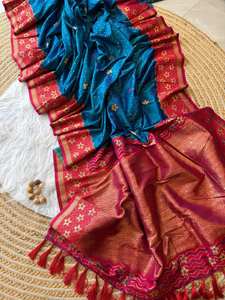 Saree en soie douce de créateur pakistanais indien, robe de mariage de style tissage Zari, robe de mariage de style traditionnel - Product Image 2