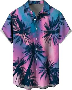 Camisa Hawaiana de Verano 2025 para Hombre, Talla Grande, Estampada, Manga Corta, Material de Poliéster/Algodón - Product Image 1