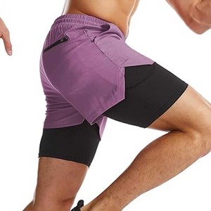 Short de course 2 en 1 pour homme avec poches zippées Short d'entraînement de gymnastique 5 "pour homme Short de compression à séchage rapide - Product Image 2