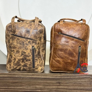 Mochila Vintage de Cuero Genuino de Grano Completo con Múltiples Bolsillos, Bolsos de Viaje, Trabajo y Escuela, Estilo Rústico para Hombres y Mujeres, Uso Diario Moderno - Product Image 1
