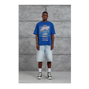Chemises en coton 100% tricotées surdimensionnées pour hommes, imprimées, streetwear, vêtements de fitness, logo personnalisé, longueur longue, grande taille, écologiques - Product Image 2