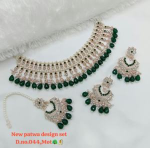 Most Trendy Ethnic <b>Indian</b> Wedding Engagement CZ Stone Studded Pearl Work Choker Necklace <b>Set</b> Earrings Mangtika <b>Set</b> - Product Image 3