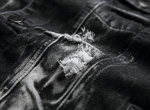 Veste en jean à corps plein pour l'hiver, durable, décontractée, longueur mi-cuisse, effet vieilli, style urbain, pour tenues formelles et streetwear, respirante - Product Image 3