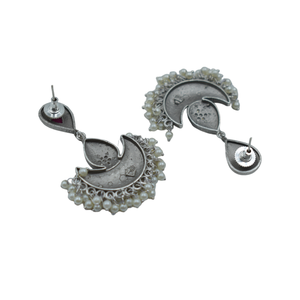 latest fashion 2021 Trending handmade <b>silver</b> look alike brass hoop <b>stud</b> <b>silver</b> matte earing for girls and women - Product Image 5