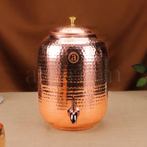 Authentic Copper <b>Water</b> Storage <b>Cooler</b> with Wide Mouth Opening and Smooth Flow Tap Best for Summer <b>Water</b> <b>Dispensing</b> Needs - Product Image 6