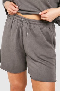 Ensemble de shorts pour femmes en coton uni d'été, poids lourd, pull ample, chemise ample et pantalon court, tenue de jogging, ensemble deux pièces - Product Image 4