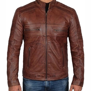 Mode à la mode 2025 moto veste en cuir col montant avant Logo imperméable écologique unisexe - Product Image 3