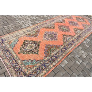 พรมตุรกีโบราณ ขนาด 4.9x12.8 ฟุต พรมลายดอกไม้สีแดงทำจากขนสัตว์ - Product Image 2