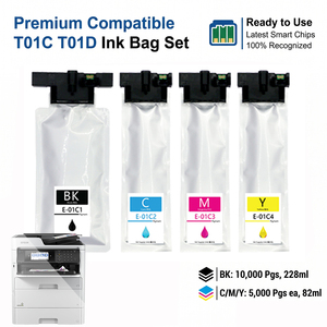 Consommables Enlite MPS T01C, pack d'encre pigmentée avec puce et numéro de série améliorés pour imprimante <span class=keywords><strong>Epson</strong></span> <span class=keywords><strong>WF</strong></span> <span class=keywords><strong>C579R</strong></span> Enterprise - Product Image 1