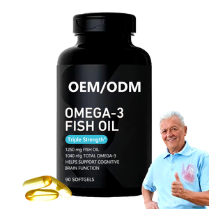 Cápsulas blandas de aceite de pescado Omega-3 de Venta caliente 60 cápsulas con potencia 3X EPA y DHA Soporte de enfoque inmune y cerebral para adultos - Product Image 1