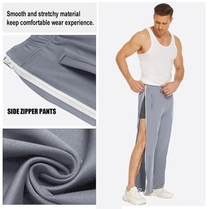 Pantalon de survêtement droit à rayures incurvées pour hommes Pantalon de survêtement à rayures latérales pour hommes Pantalon de jogging à double taille Street Fashion Baggy pour hommes - Product Image 3