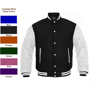 Men's Varsity <b>Jacket</b> Genuine <b>Leather</b> Sleeve and Wool Blend Letterman <b>Boys</b> College Varsity <b>Jackets</b> XS-5XL - Product Image 3