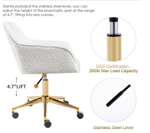 <span class=keywords><strong>Fauteuil</strong></span> <span class=keywords><strong>pivotant</strong></span> confortable en tissu flou réglable en hauteur avec base en métal doré et roues pour chambre <span class=keywords><strong>Table</strong></span> <span class=keywords><strong>de</strong></span> maquillage salon - Product Image 6