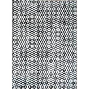 Tapis en laine et viscose noué à la main Erbe Llv-3040, gris et noir, géométrique, pour la maison, le couloir, rectangulaire, 10 mm, pour le salon, tapis en jute - Product Image 1