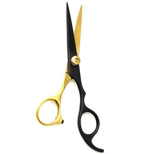 Ciseaux de coiffeur professionnels couleur noire et dorée ciseaux de coiffeur à lames tranchantes en acier inoxydable allemand - Product Image 4