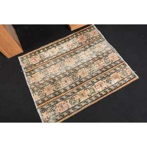 Classic Beige <b>Black</b> 3 X 3.5ft Wool <b>Rug</b> Handmade Turkish Patchwork Rectangle <b>Rugs</b> for Living Room or Bedside Latex Backing - Product Image 2