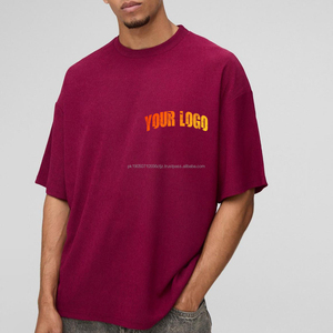 Custom <b>Logo</b> Acid Wash 220GSM 100% Cotton Black T-Shirts New High Street Oversized Vintage Style Knitted OEM Customized for Men - Product Image 4