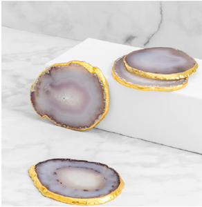 2024 New Design Premium Quality <b>Agate</b> <b>Coaster</b> Gold Electroplated Tableware Accessories Wholesale Price Slice Mats & Pads - Product Image 2