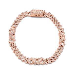 Pulsera Cubana de Lujo Personalizada con Mariposas y Diamantes de Oro para Mujer, Ideal para Compromiso y Aniversario, Desde India - Product Image 1