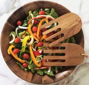 Woodard CHARLES ชุดชามสลัด3ชิ้นประกอบด้วยชามสลัดขนาดใหญ่พร้อมภาชนะไม้ที่เป็นมิตรต่อสิ่งแวดล้อม - Product Image 2