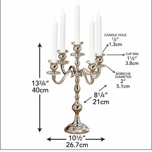 Vente chaude Métal Aluminium Argent 5 Bras Candélabre Bougeoir Bougeoir Conception Attractive Décoration De Mariage Et Église - Product Image 6