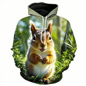 Linda ardilla cremallera polar transpirable de gran tamaño pulóver Sudadera con capucha hombres/mujeres/niños Streetwear - Product Image 4