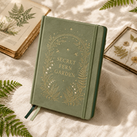 Carnet de notes botanique A5 personnalisé LABON, couverture rigide, motif jardin de fougères, avec logo, suivi des habitudes et de l'humeur, idéal pour le bureau ou comme cadeau