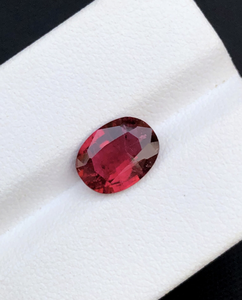 Rubellite naturelle Tourmaline forme ovale à facettes lâche couleur rouge bijoux semi-précieux pour bagues collier boucles d'oreilles certifié IGI - Product Image 4