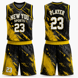 Ensemble d'uniformes de basketball personnalisés par transfert thermique – Maillot et short d'équipe personnalisables, dégradé rouge et blanc, respirant, séchage rapide, unisexe adulte - Product Image 1