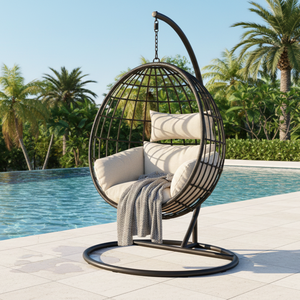 Fauteuil œuf en rotin - Durable, confortable, écologique, léger, mobilier d'extérieur, design minimaliste pour hôtels, salle à manger, salon - Product Image 4