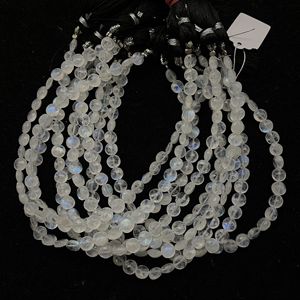 Wholesale Rainbow Moonstone Faceted Coin Shape Briolette Beads White Stone Beads - Product Image 1