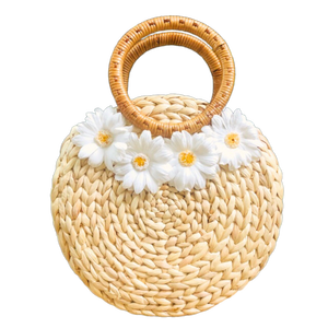 Vente chaude jacinthe d'eau sac à main panier sac naturel jonc de mer sacs de paille à la main jacinthe d'eau sac Design personnalisé sacs à main - Product Image 1