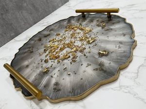 HERMOSA bandeja de servicio de epoxi de resina hecha a mano, elementos esenciales de cocina únicos para el hogar, restaurante, Hotel, servicio decorativo Tra - Product Image 5