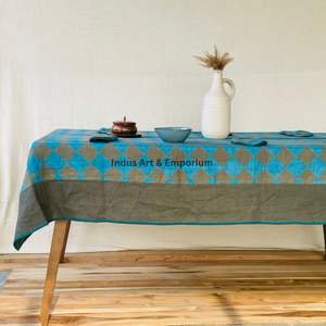 Mantel de Algodón Hecho a Mano en India, Hermoso Mantel de Algodón Estampado a Mano para Bodas, Mantel en Venta - Product Image 5