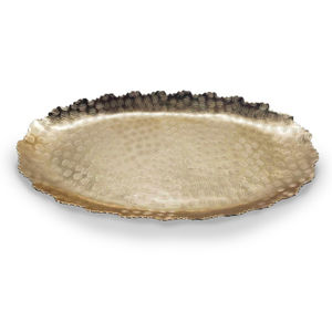 Eco Friendly Brass Serving <b>Trays</b> In Gold Finished Oval Shape For Home & Hotels Tabletop Snacks And <b>Drinks</b> Serving <b>Trays</b> - Product Image 1