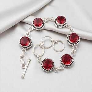 Pink Rubellite Tennis Glowing Charm <b>Bracelet</b> 925 Sterling Silver Handmade Beaded Jewelry for <b>Women</b> Luxury GIA Certified Rhodium - Product Image 1