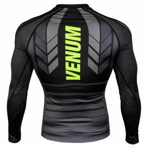 Manga larga Rash Guard Compression Fit MMA BJJ Shirt Stretch Gym Training Jiu Jitsu Kimono para uso en el gimnasio - Product Image 2