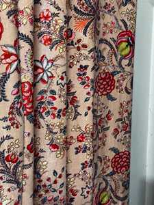 Vintage Style Floral Paradise <b>Print</b> Of Peach Pink Color Cotton Velvet Curtain Custom Size 100% cotton velvet - Product Image 1