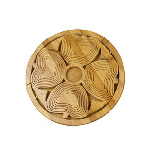 4 <b>Small</b> Apple Multi-Compartments Shapes Bamboo Dry Fruit Folding <b>Basket</b> Dry Nuts Tray Portable Coaster Wedding Party Decoration - Product Image 2